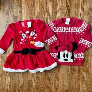 DISNEY Baby Christmas Dress & Sweater Sz 18-24